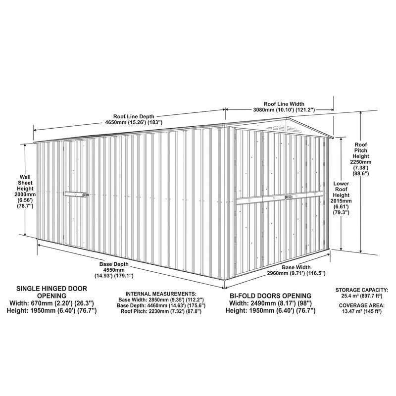 Adley 10' x 15' Dual Door Metal Workshop Garage - Green | Sheds.co.uk