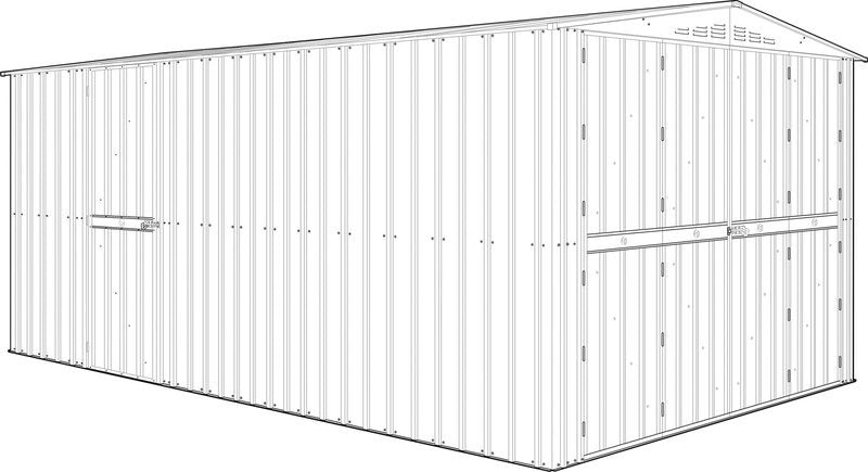 Adley 10' x 23' Dual Door Metal Workshop Garage - Green | Sheds.co.uk