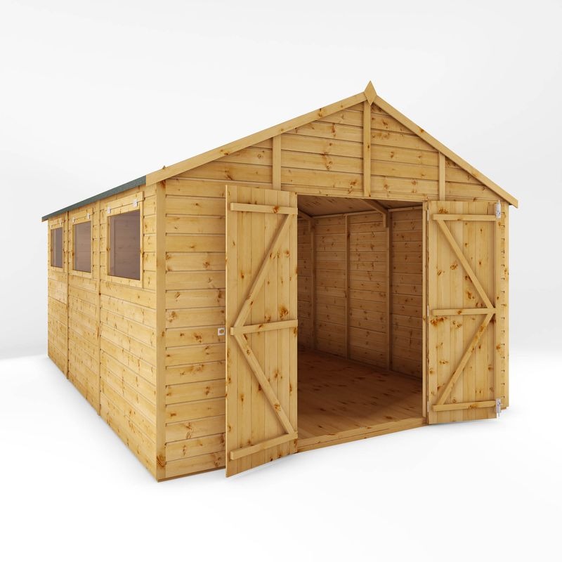 Adley 10' x 15' Premium Double Door Shiplap Modular Apex Workshop | Sheds.co.uk