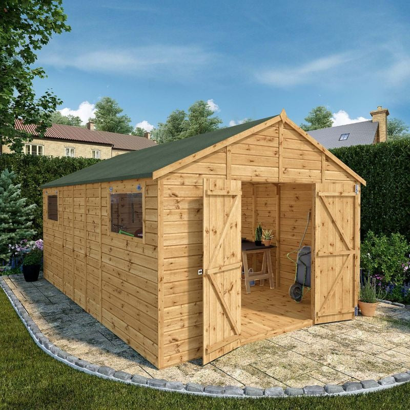 Adley 10' x 16' Premium Double Door Shiplap Modular Apex Workshop | Sheds.co.uk