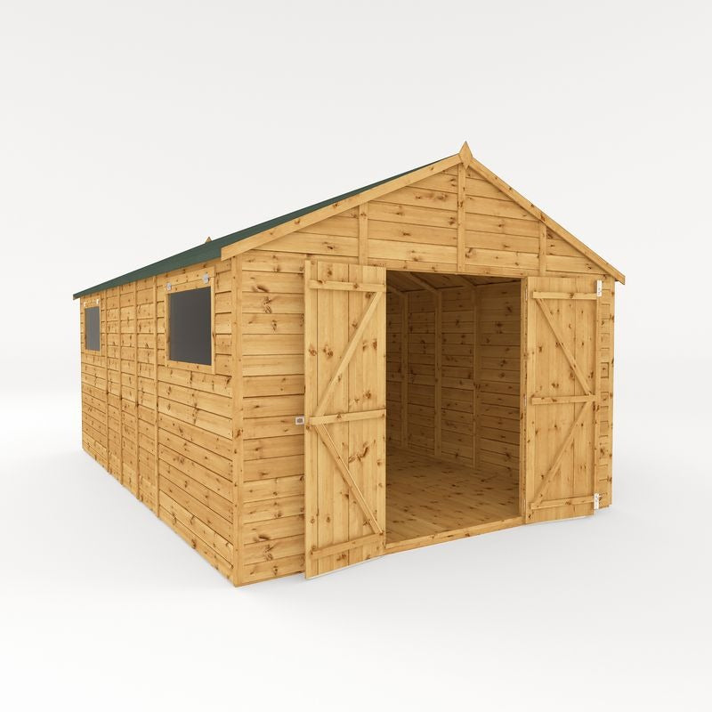 Adley 10' x 16' Premium Double Door Shiplap Modular Apex Workshop | Sheds.co.uk