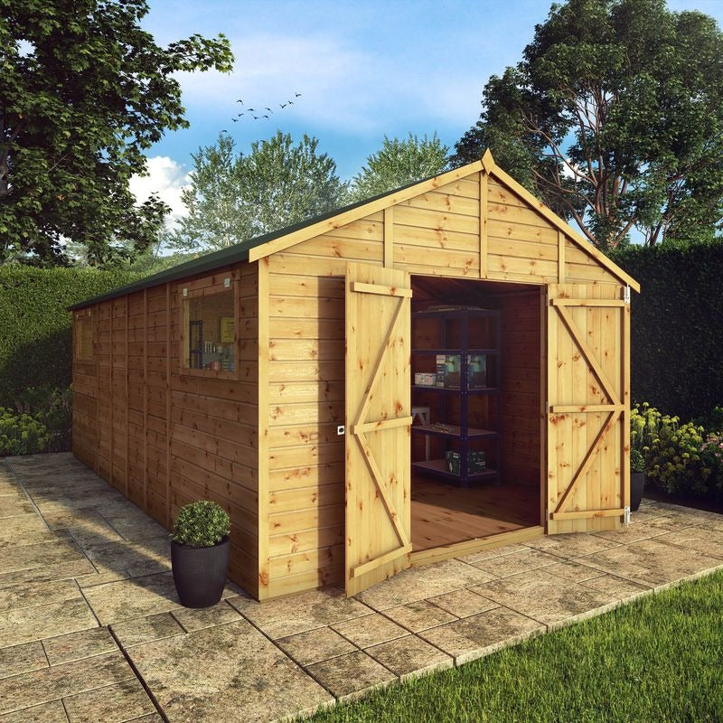 Adley 10' x 18' Premium Double Door Shiplap Modular Apex Workshop | Sheds.co.uk