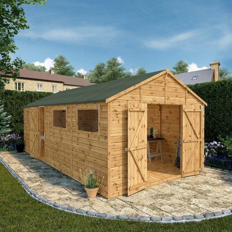 Adley 10' x 20' Premium Double Door Shiplap Modular Apex Workshop | Sheds.co.uk