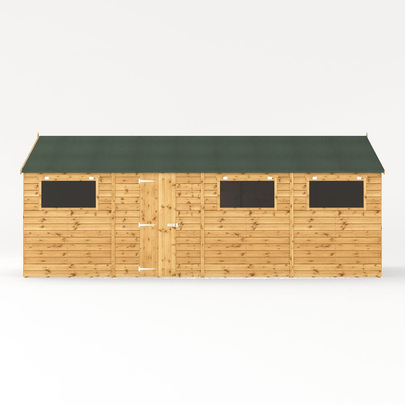 Adley 10' x 20' Premium Double Door Shiplap Modular Apex Workshop | Sheds.co.uk