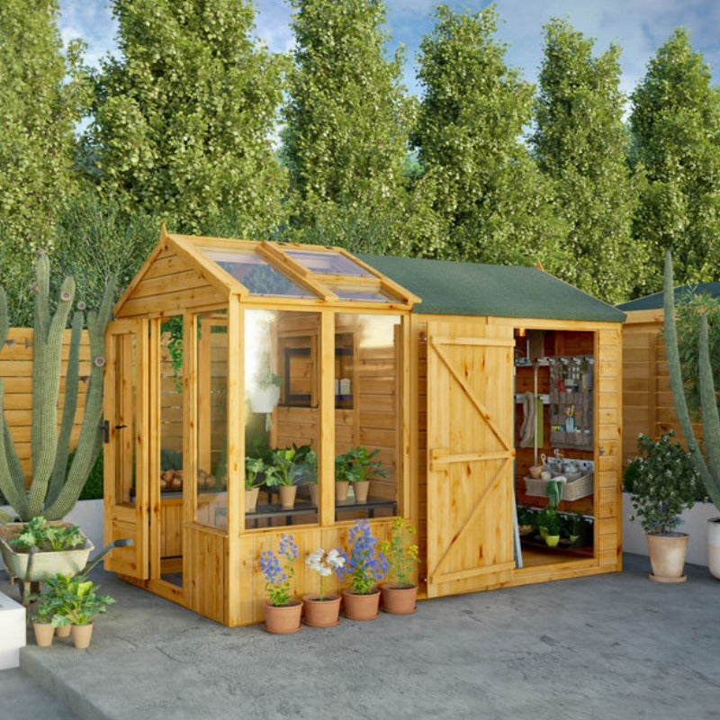 Adley 10' x 6' Lumberjack Premium Combi Wooden Greenhouse Shed | Sheds.co.uk