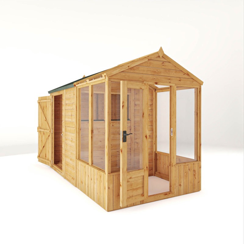 Adley 10' x 6' Lumberjack Premium Combi Wooden Greenhouse Shed | Sheds.co.uk