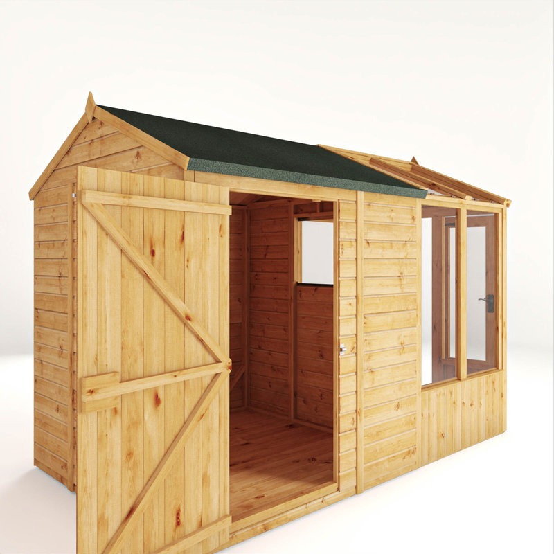 Adley 10' x 6' Lumberjack Premium Combi Wooden Greenhouse Shed | Sheds.co.uk