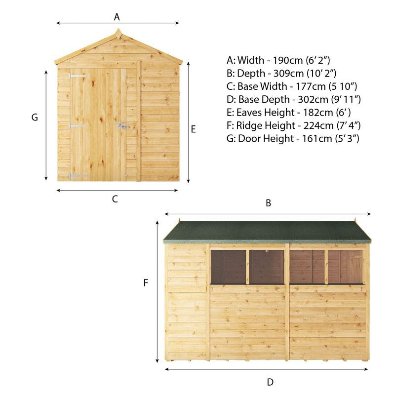 Adley 10' x 6' Lumberjack Premium Shiplap Modular Apex Shed | Sheds.co.uk