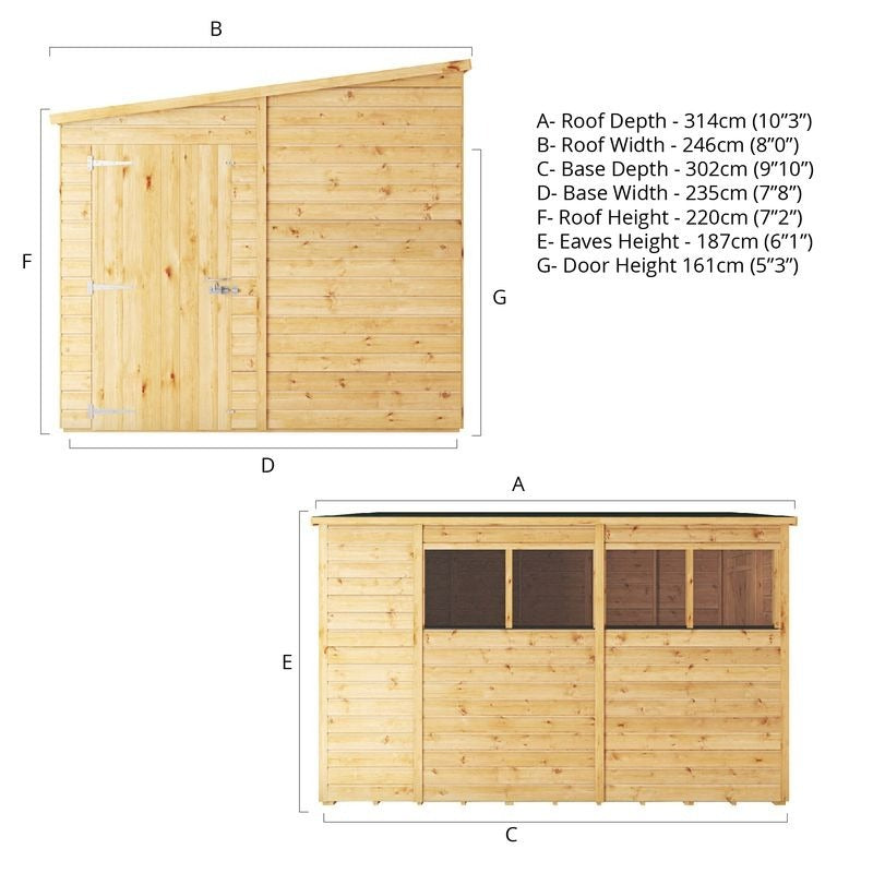 Adley 10' x 8' Lumberjack Premium Shiplap Modular Pent Shed