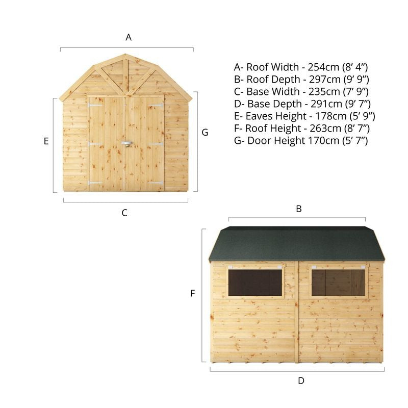 Adley 10' x 8' Premium Double Door Shiplap Dutch Barn