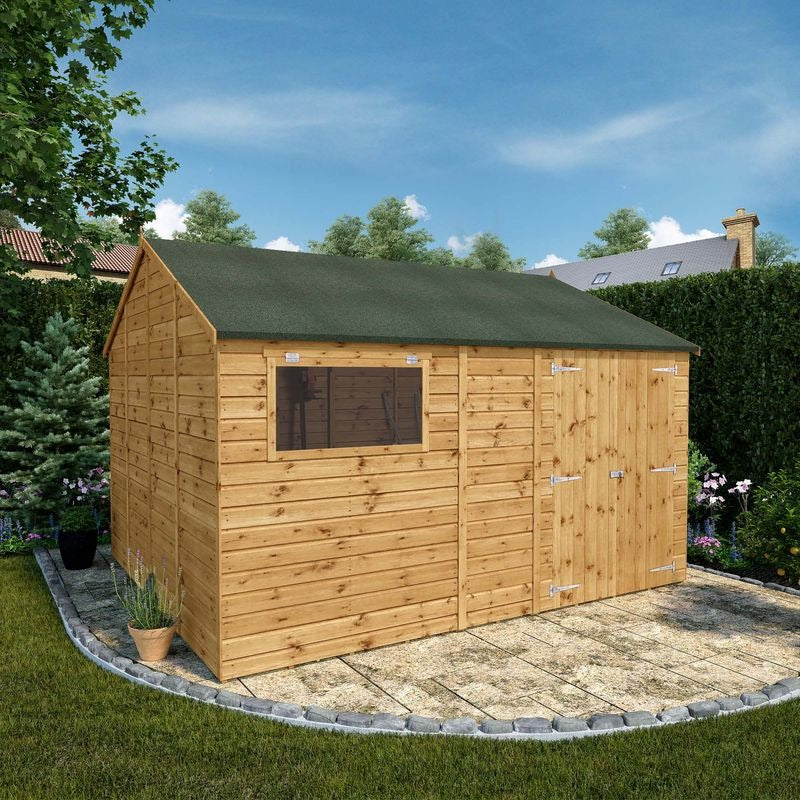 12 x 10 Premium Double Door Shiplap Modular Reverse Apex Workshop