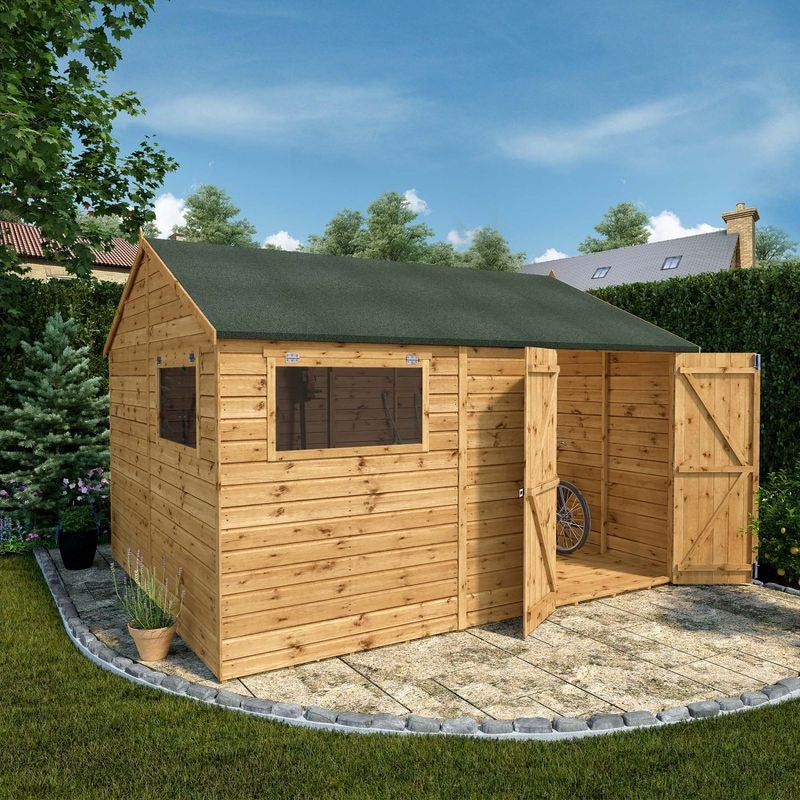Adley 12' x 10' Premium Double Door Shiplap Modular Reverse Apex Workshop | Sheds.co.uk