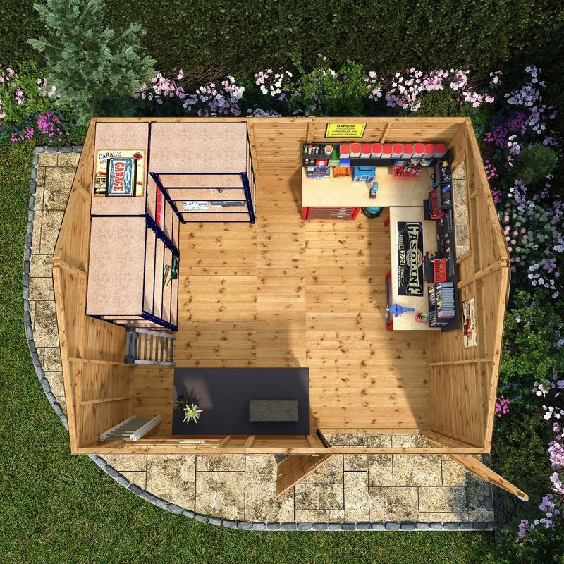 Adley 12' x 10' Premium Double Door Shiplap Modular Reverse Apex Workshop | Sheds.co.uk
