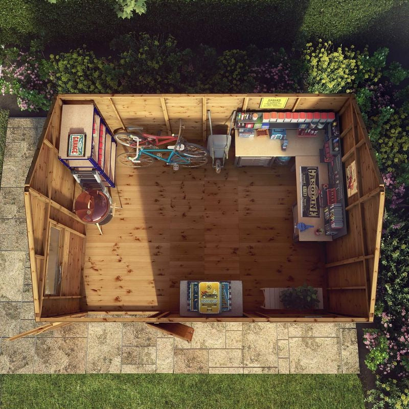 Adley 14' x 10' Premium Double Door Shiplap Modular Reverse Apex Workshop | Sheds.co.uk