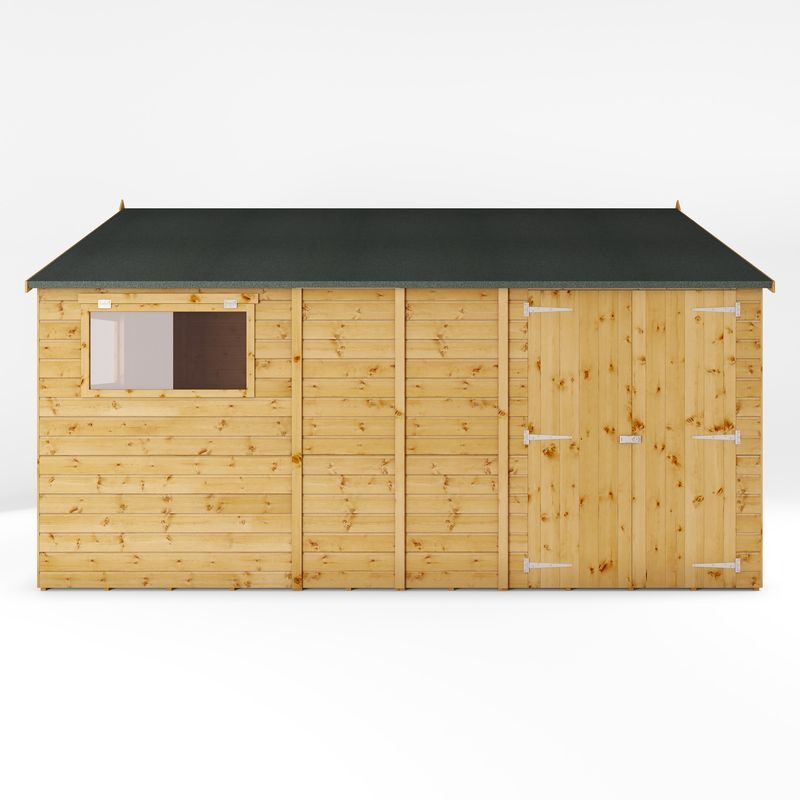 Adley 14' x 10' Premium Double Door Shiplap Modular Reverse Apex Workshop | Sheds.co.uk