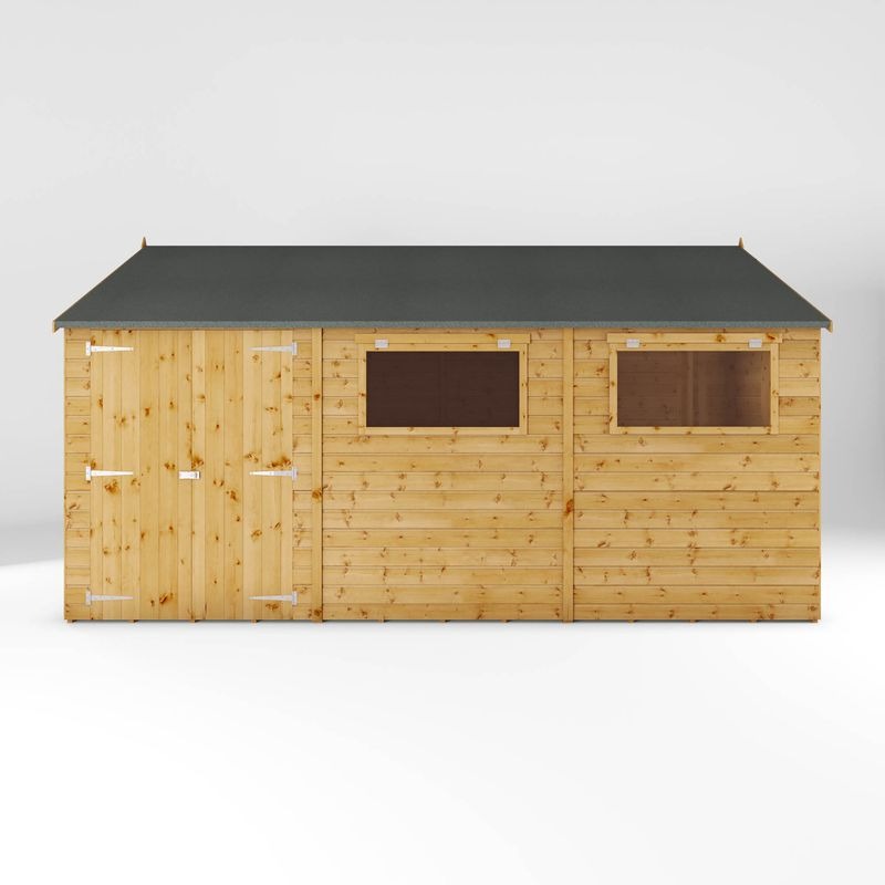 Adley 15' x 10' Premium Double Door Shiplap Modular Reverse Apex Workshop | Sheds.co.uk