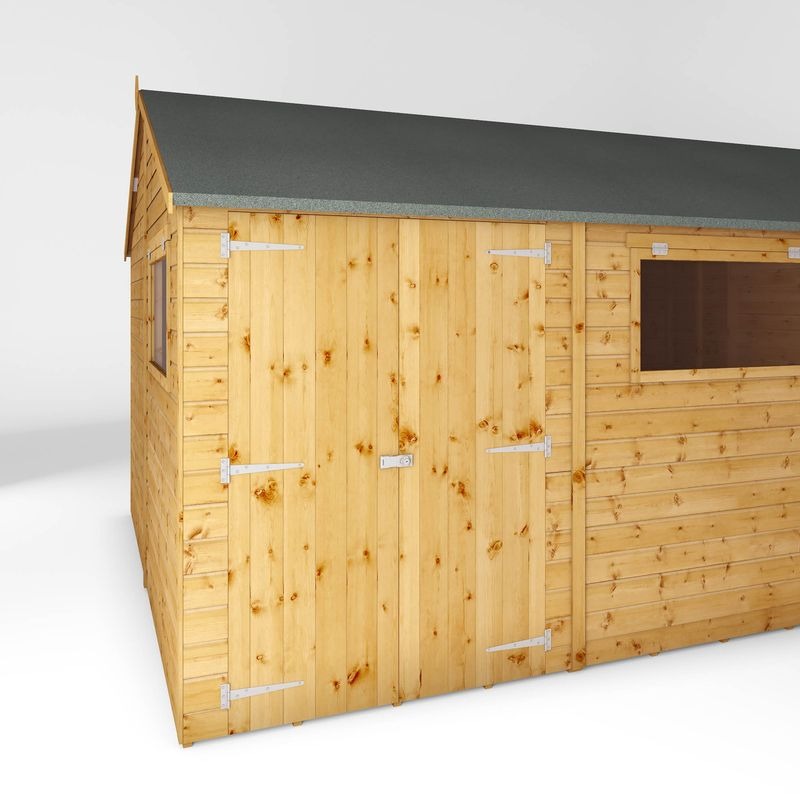 Adley 15' x 10' Premium Double Door Shiplap Modular Reverse Apex Workshop | Sheds.co.uk