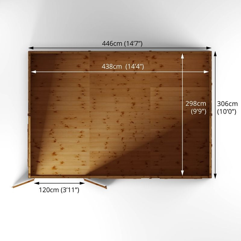Adley 15' x 10' Premium Double Door Shiplap Modular Reverse Apex Workshop | Sheds.co.uk
