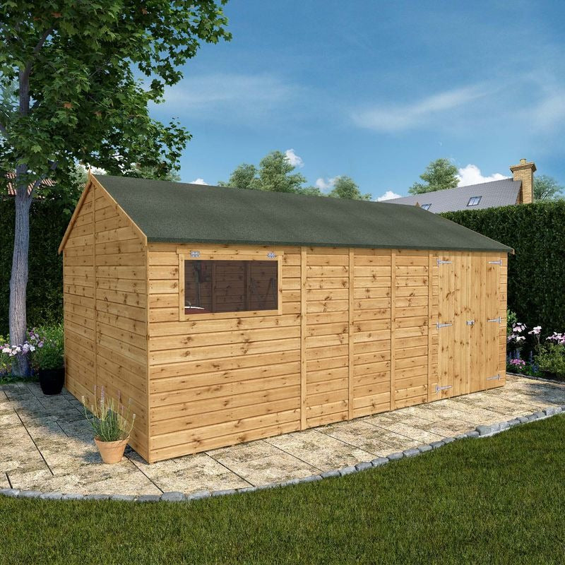 Adley 16' x 10' Premium Double Door Shiplap Modular Reverse Apex Workshop | Sheds.co.uk