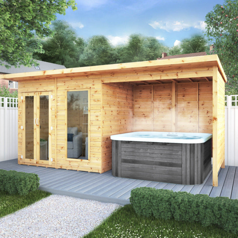 Adley 16' x 6' Honeybourne Summer House Plus Patio Area | Sheds.co.uk