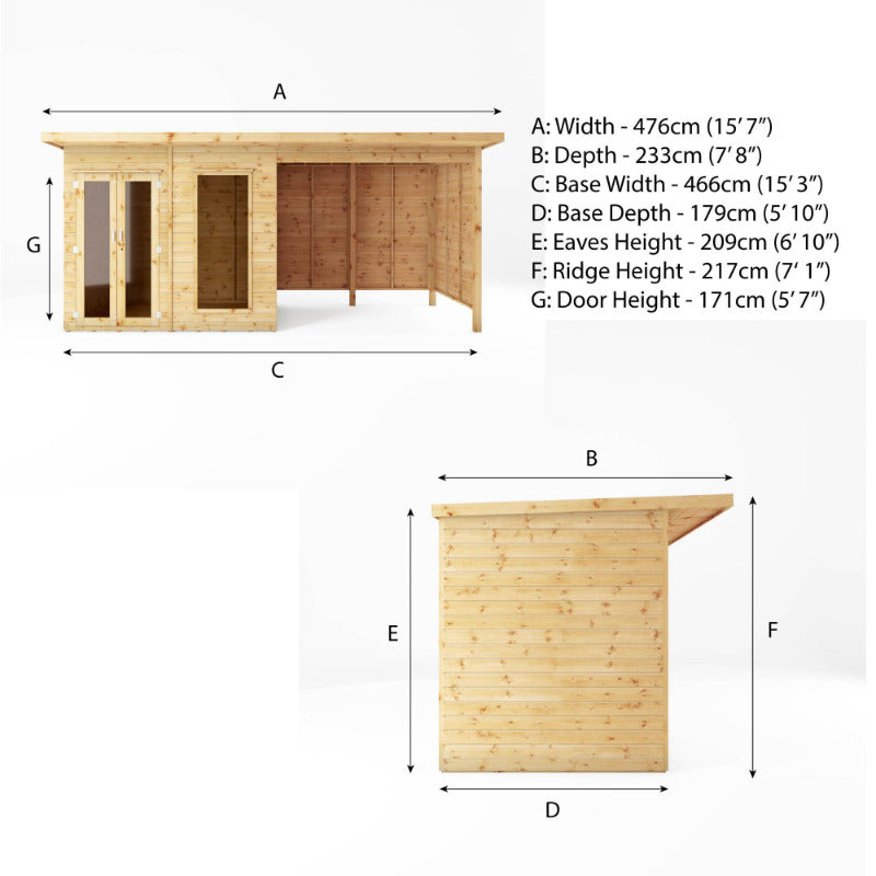 Adley 16' x 6' Honeybourne Summer House Plus Patio Area