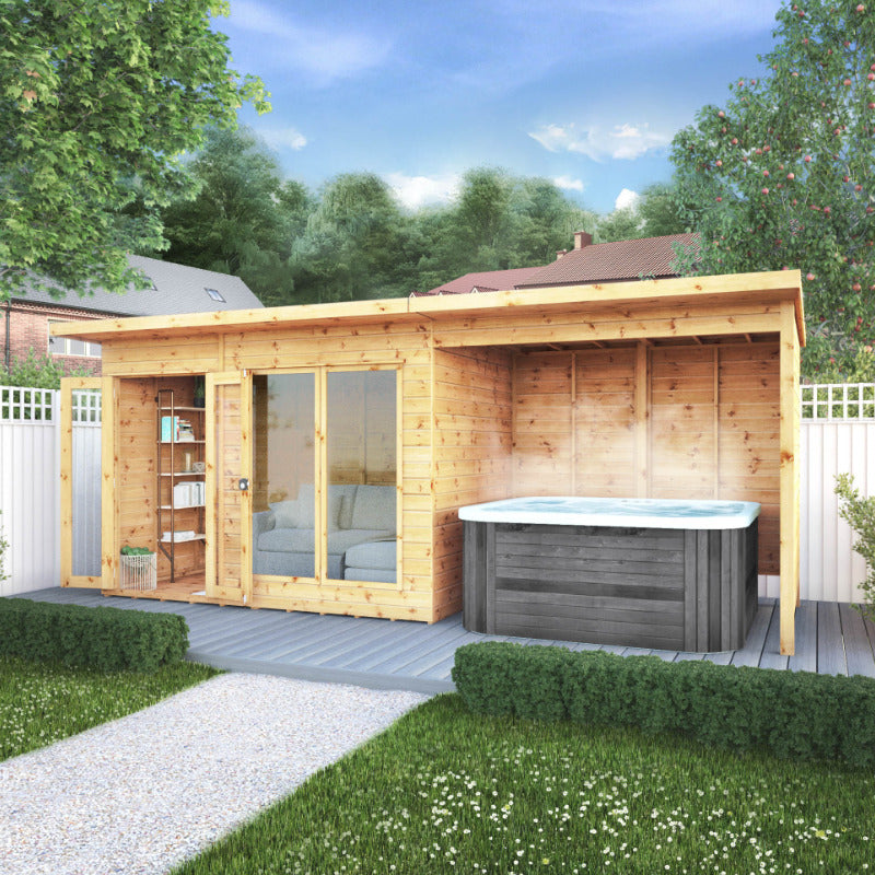 Adley 18' x 6' Honeybourne Summer House Plus Patio Area | Sheds.co.uk