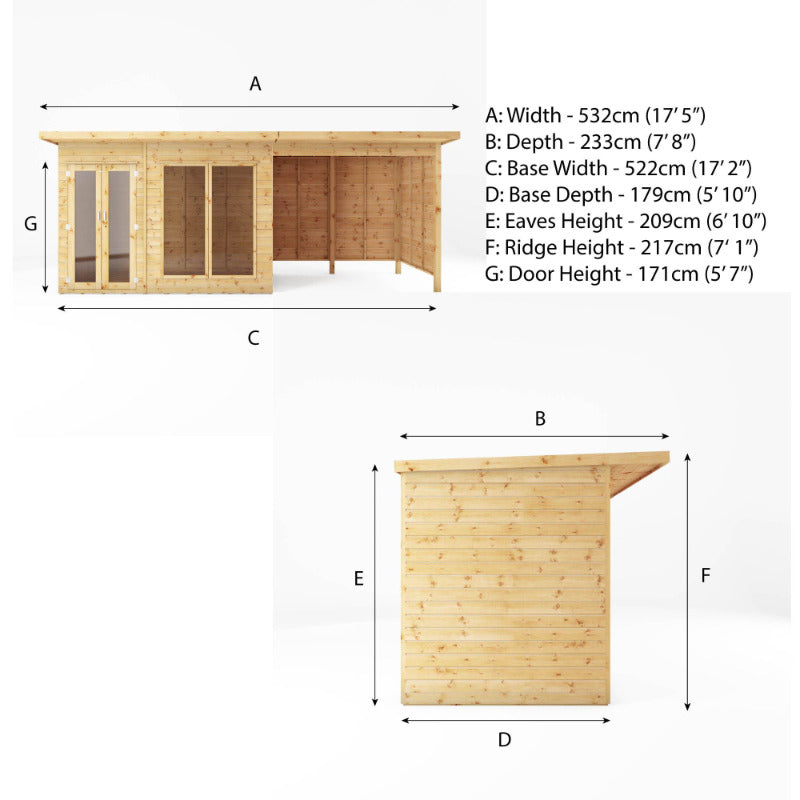 Adley 18' x 6' Honeybourne Summer House Plus Patio Area | Sheds.co.uk