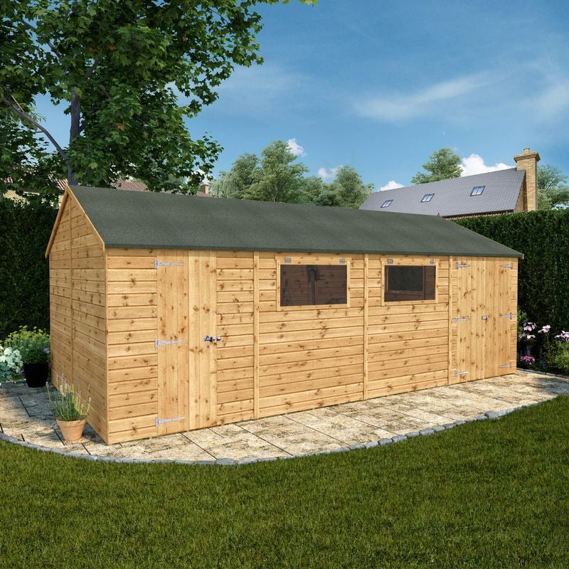 20 x 10 Premium Double Door Shiplap Modular Reverse Apex Workshop