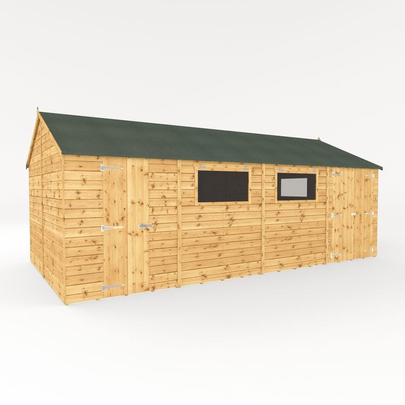 Adley 20' x 10' Premium Double Door Shiplap Modular Reverse Apex Workshop | Sheds.co.uk