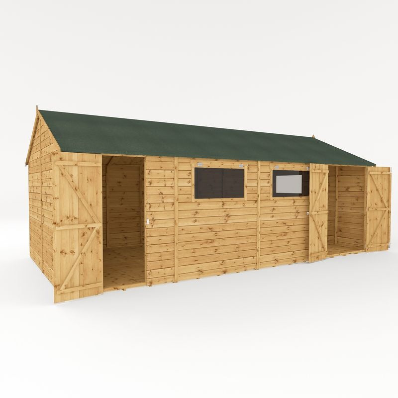 Adley 20' x 10' Premium Double Door Shiplap Modular Reverse Apex Workshop | Sheds.co.uk