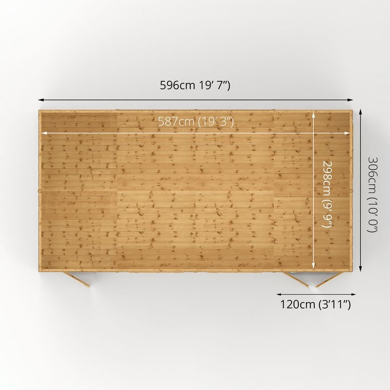 Adley 20' x 10' Premium Double Door Shiplap Modular Reverse Apex Workshop | Sheds.co.uk