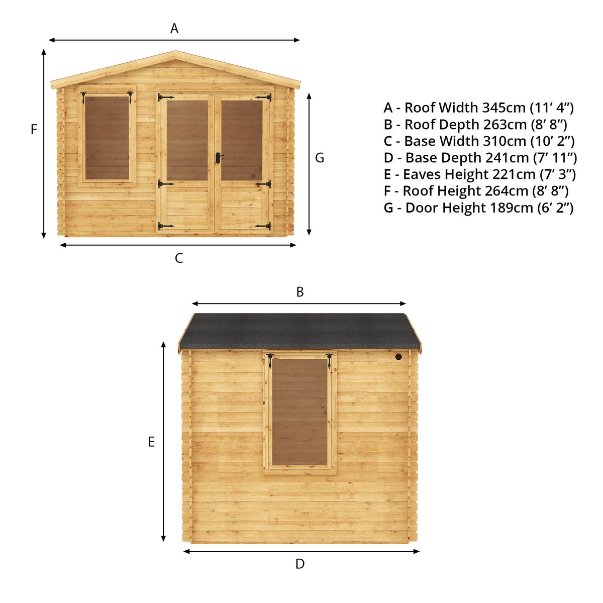 Adley 3.3m x 2.6m Newhaven Log Cabin - 19mm | Sheds.co.uk