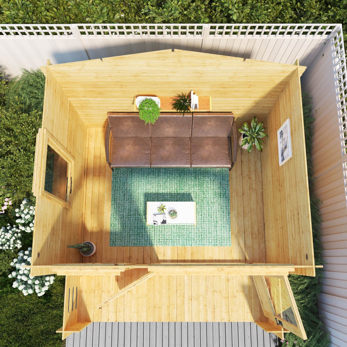 Adley 3.3m x 3.4m Newhaven Log Cabin with Veranda - 19mm | Sheds.co.uk