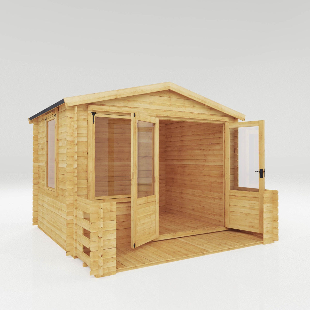 Adley 3.3m x 3.4m Newhaven Log Cabin with Veranda - 19mm | Sheds.co.uk