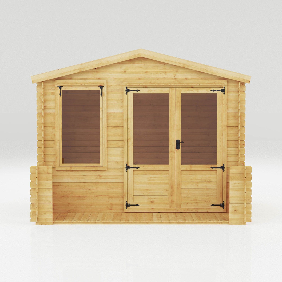 Adley 3.3m x 3.4m Newhaven Log Cabin with Veranda - 19mm | Sheds.co.uk
