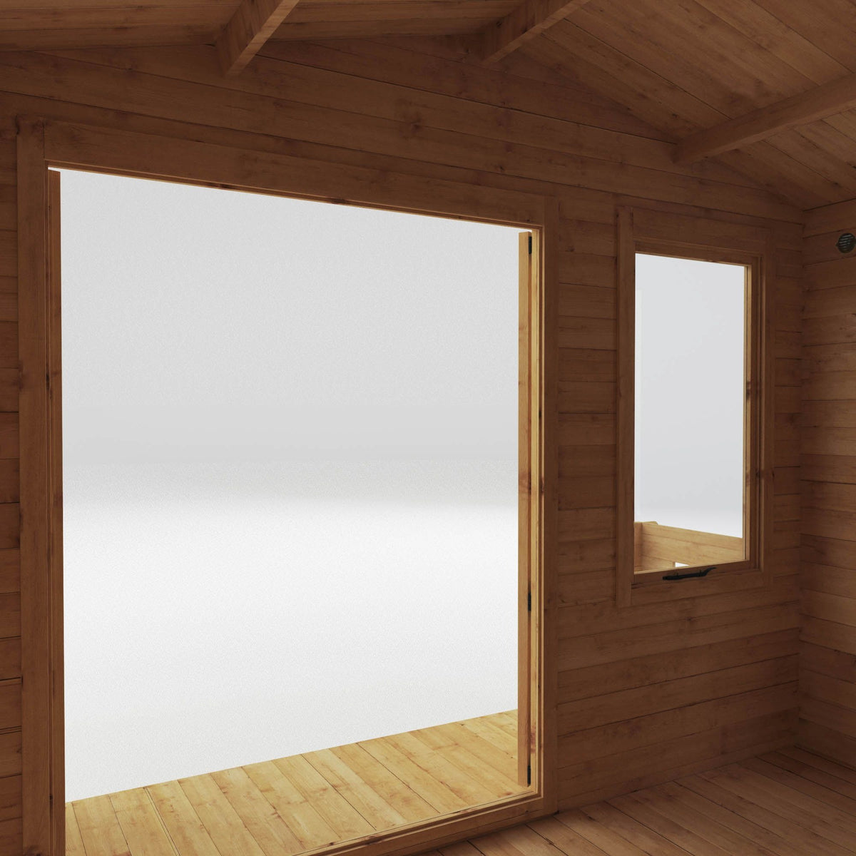 Adley 3.3m x 3.4m Newhaven Log Cabin with Veranda - 19mm | Sheds.co.uk