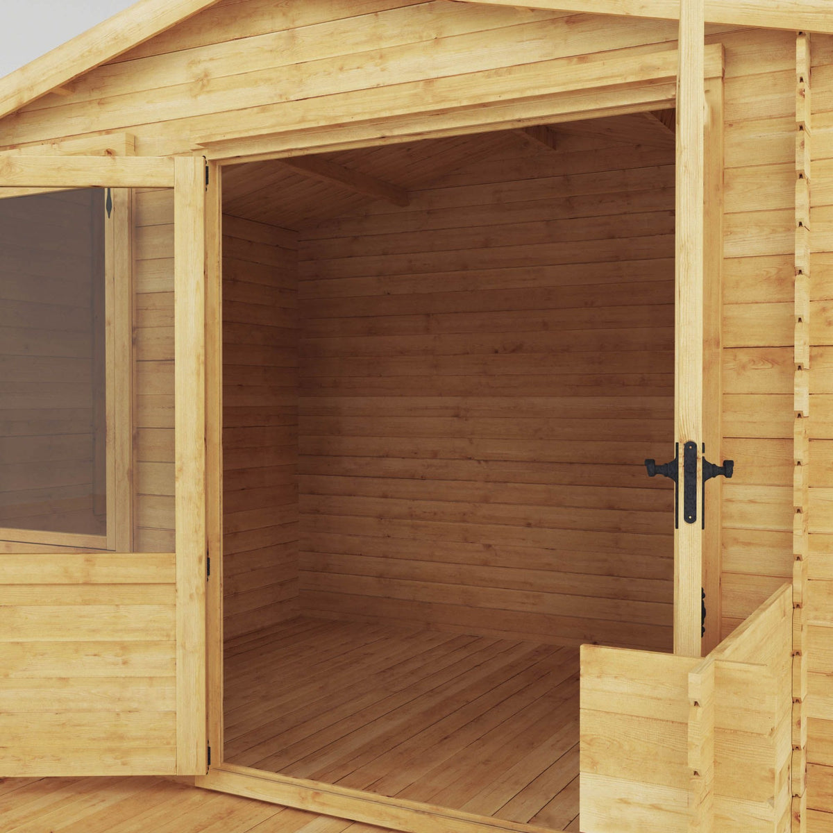 Adley 3.3m x 3.4m Newhaven Log Cabin with Veranda - 19mm | Sheds.co.uk