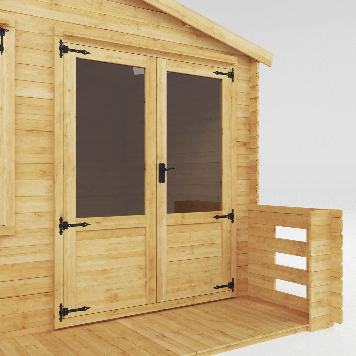 Adley 3.3m x 3.4m Newhaven Log Cabin with Veranda - 19mm | Sheds.co.uk