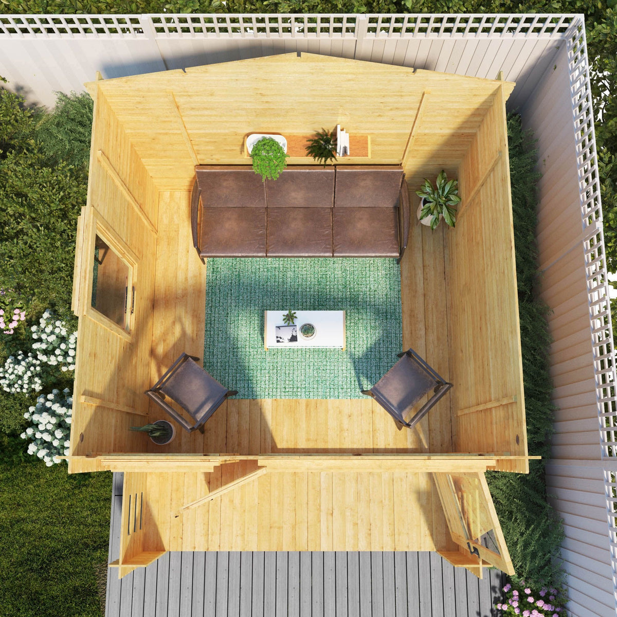 Adley 3.3m x 3.7m Newhaven Log Cabin with Veranda - 19mm | Sheds.co.uk