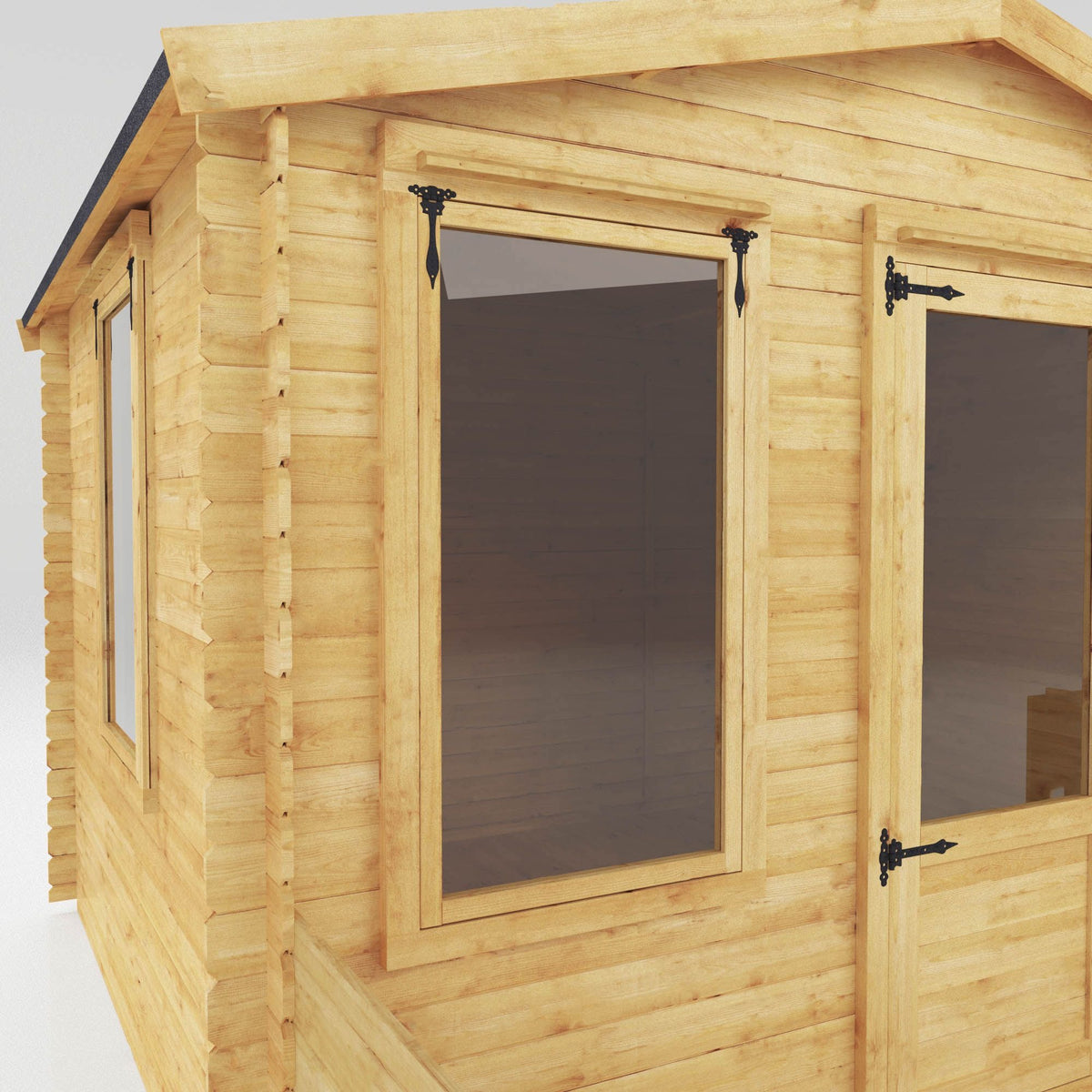 Adley 3.3m x 3.7m Newhaven Log Cabin with Veranda - 19mm | Sheds.co.uk