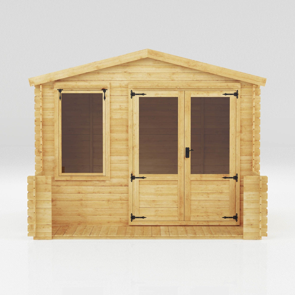Adley 3.3m x 3.7m Newhaven Log Cabin with Veranda - 19mm | Sheds.co.uk