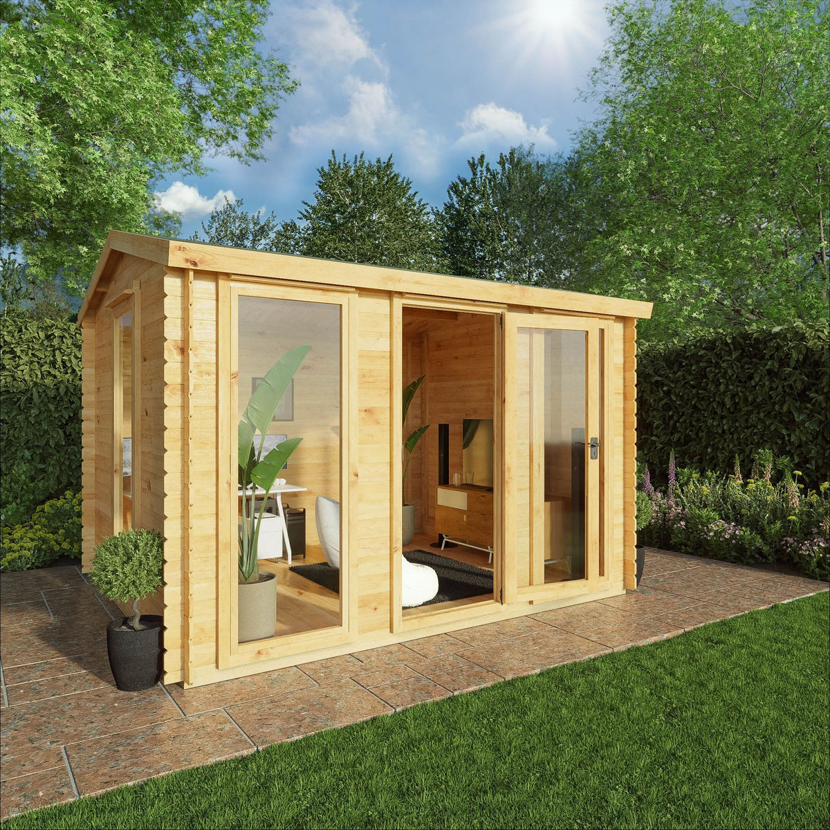 Adley 3.5m x 3m Dorset Log Cabin - 19mm | Sheds.co.uk