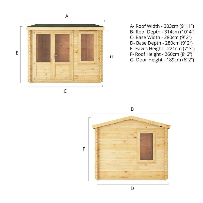 Adley 3m x 3m Delta Home Office Log Cabin - 28mm | Sheds.co.uk
