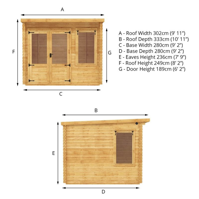 Adley 3m x 3m Hereford Log Cabin - 19mm | Sheds.co.uk