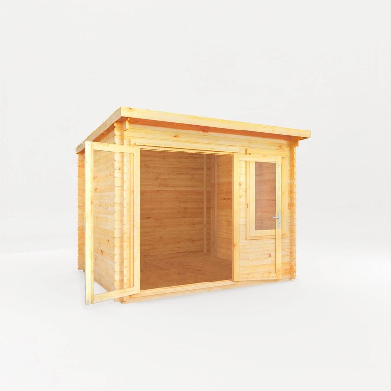 Adley 3m x 3m Quebec Pent Log Cabin - 28mm | Sheds.co.uk