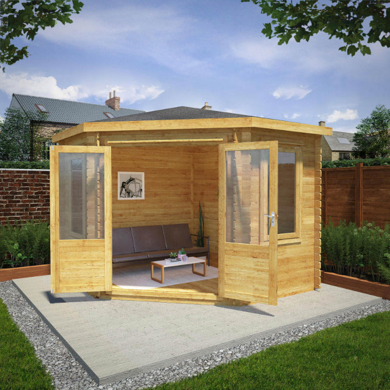 Adley 3m x 3m Somerset Corner Log Cabin - 28mm | Sheds.co.uk