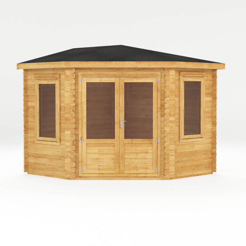 Adley 3m x 3m Somerset Corner Log Cabin - 28mm | Sheds.co.uk