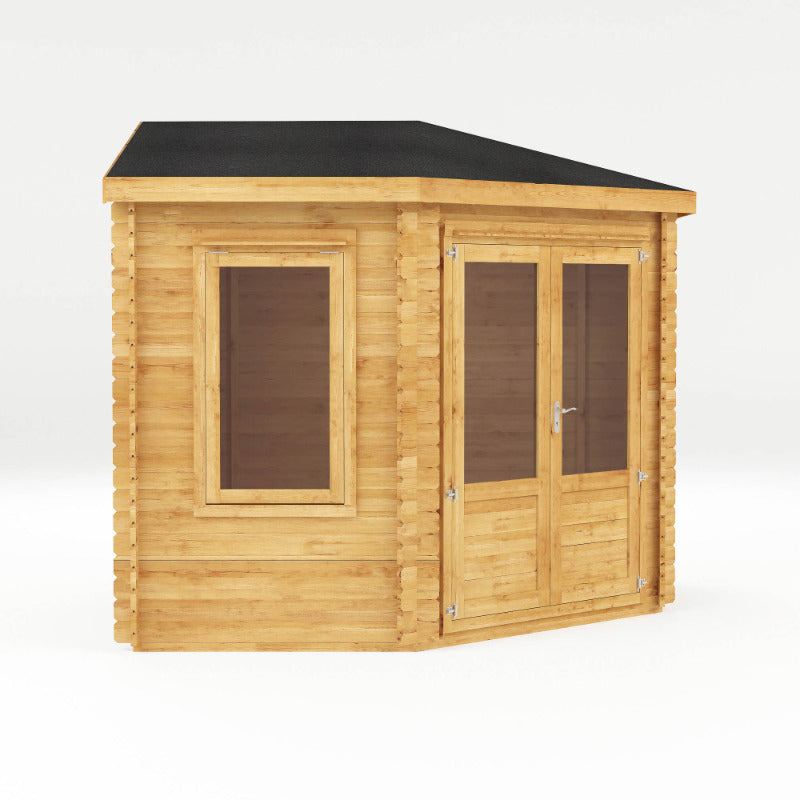 Adley 3m x 3m Somerset Corner Log Cabin - 28mm | Sheds.co.uk