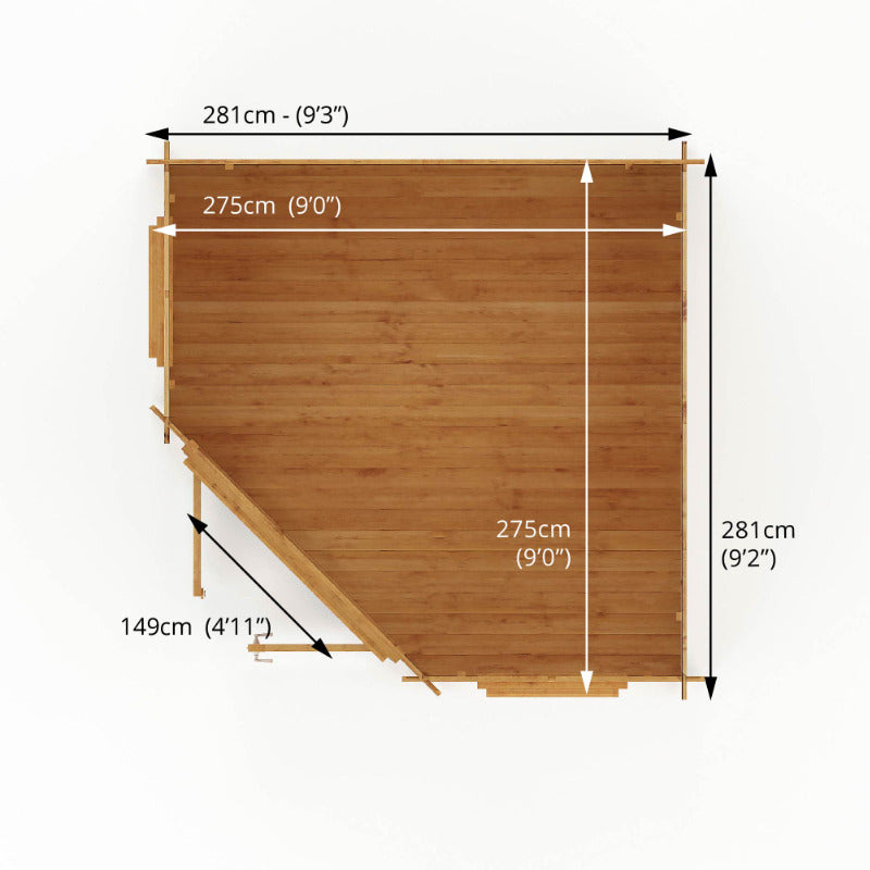 Adley 3m x 3m Somerset Corner Log Cabin - 28mm | Sheds.co.uk