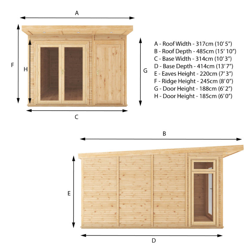 Adley 3m x 4m Insulated Garden Room With Side Shed